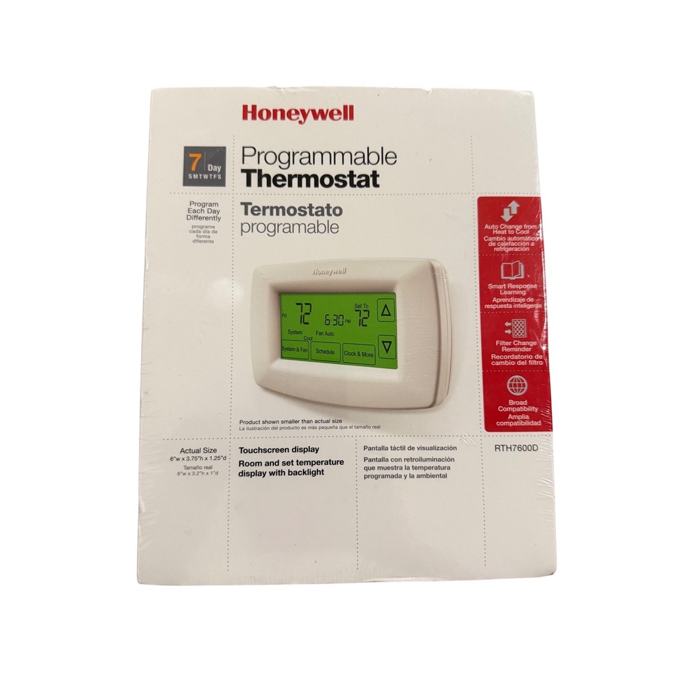 Honeywell RTH7600D 7-Day Programmable Touchscreen Thermostat White Sealed